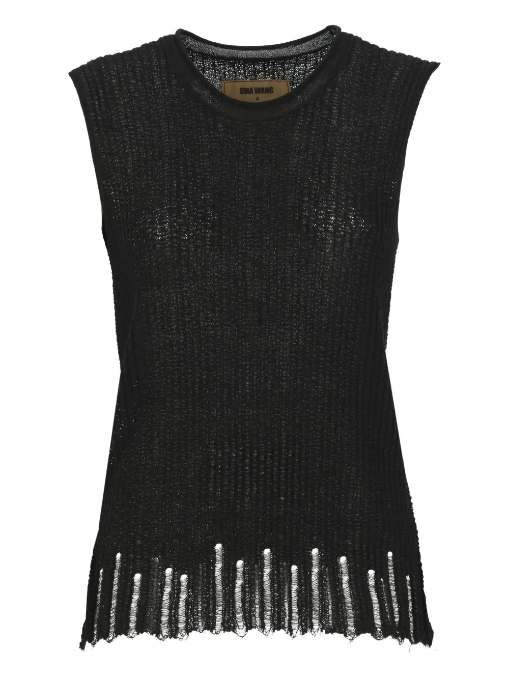 ribbed frayed-hem top