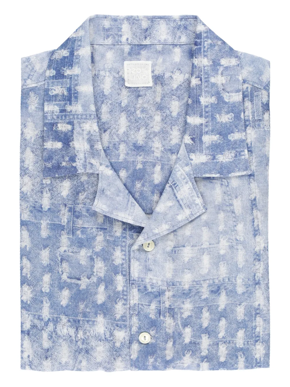 distressed-effect linen shirt