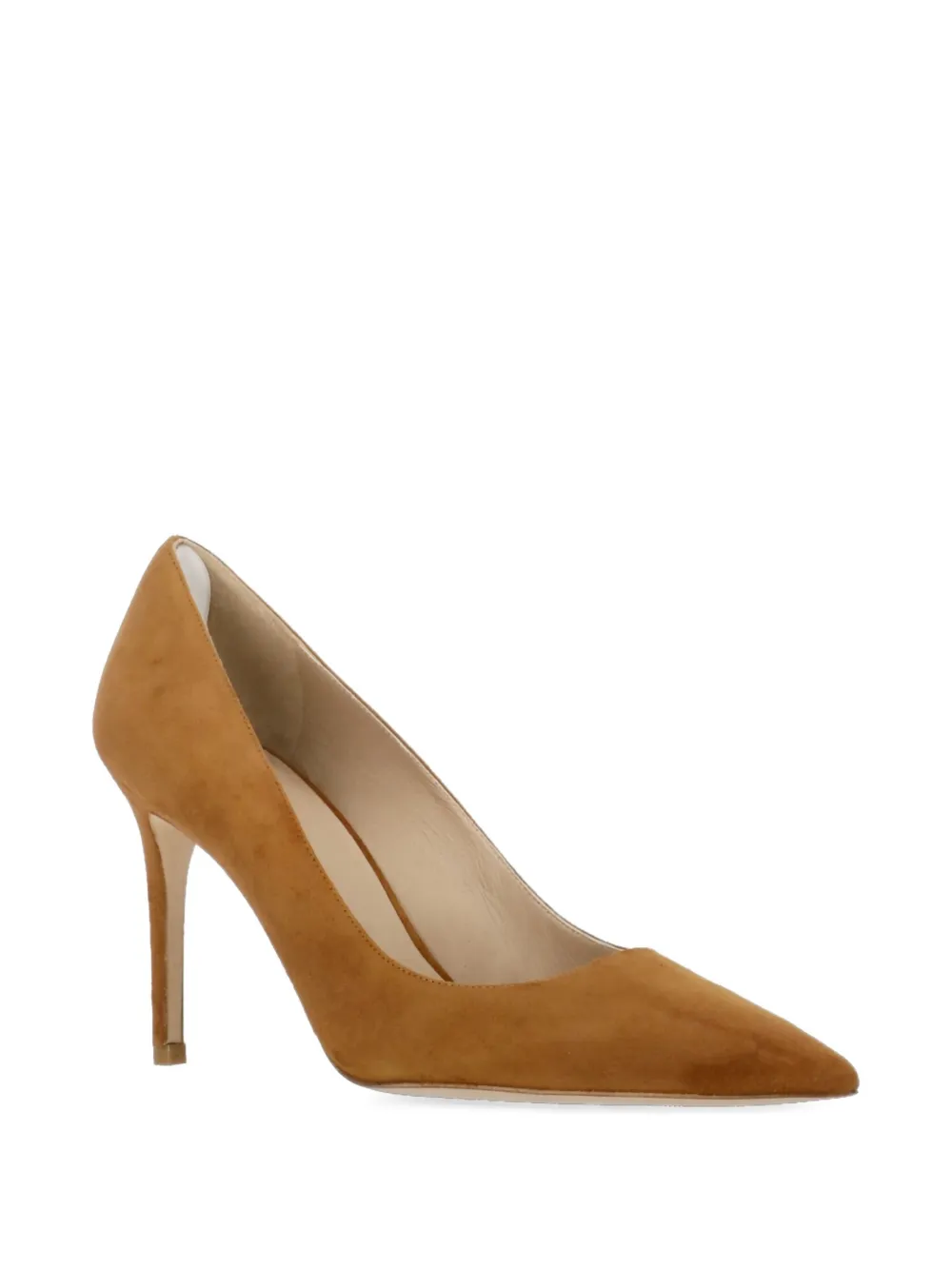 Stuart Weitzman 90mm pointed-toe suede heeled pumps Brown