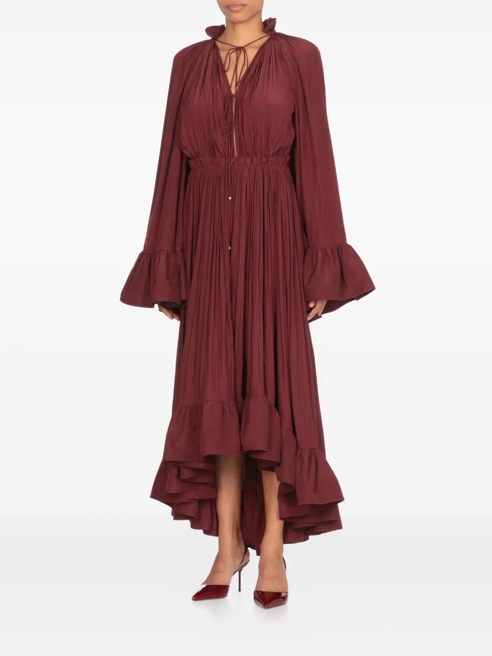 Lanvin pleated ruffled dress - Bruin