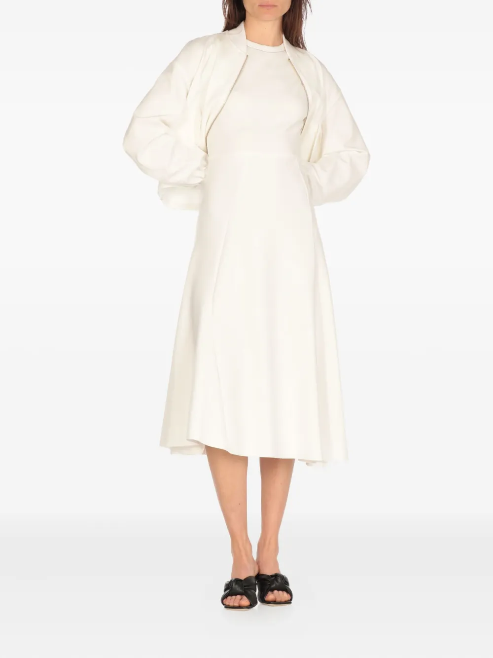 Fabiana Filippi flounce-hem sleeveless midi dress - Wit