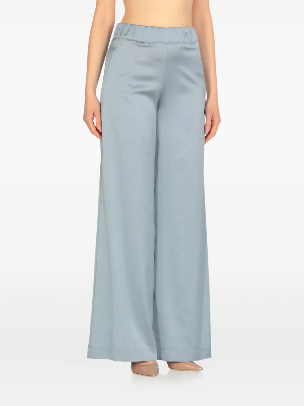 D.Exterior elastic-waistband satin trousers - Blauw