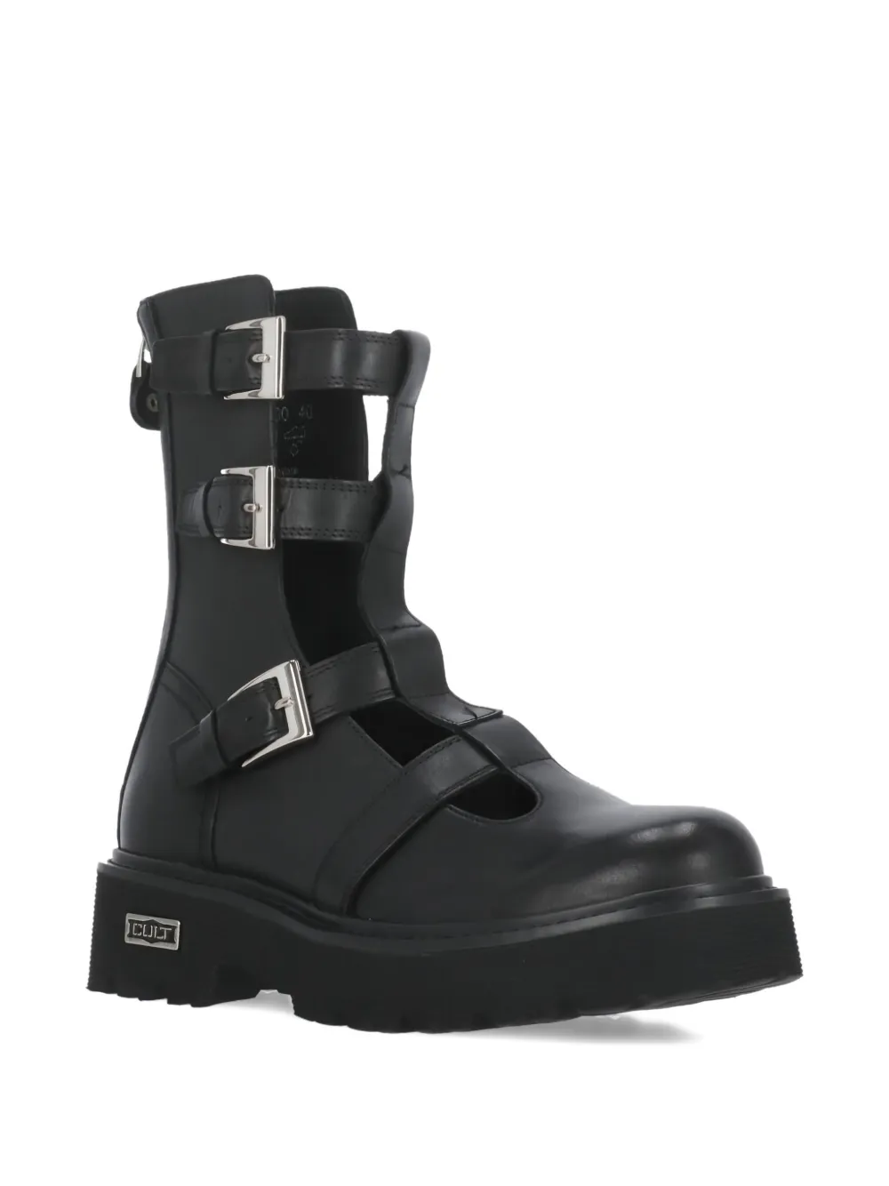 Cult buckle-strap cut-out boots Black