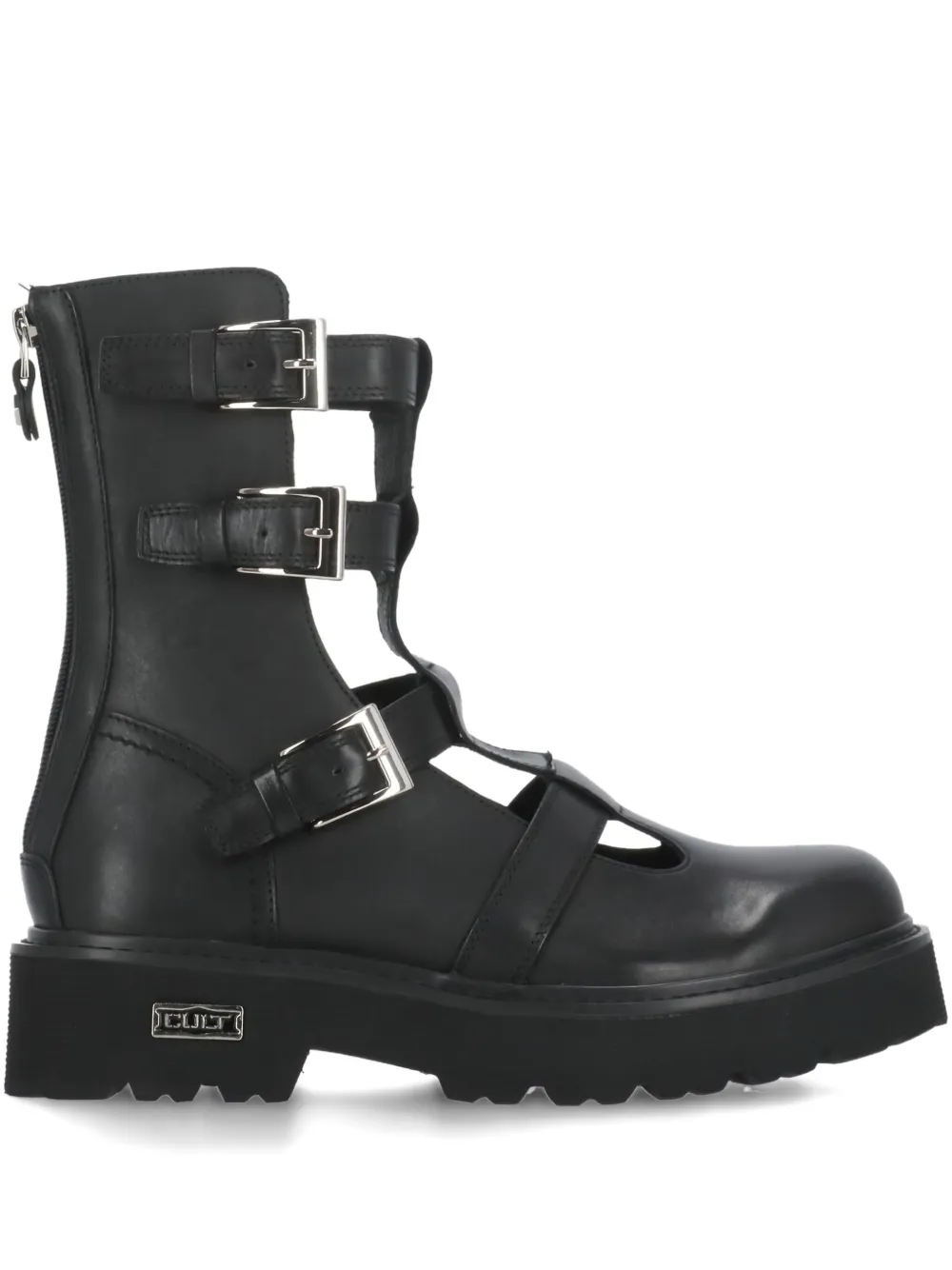 Cult buckle-strap cut-out boots Black