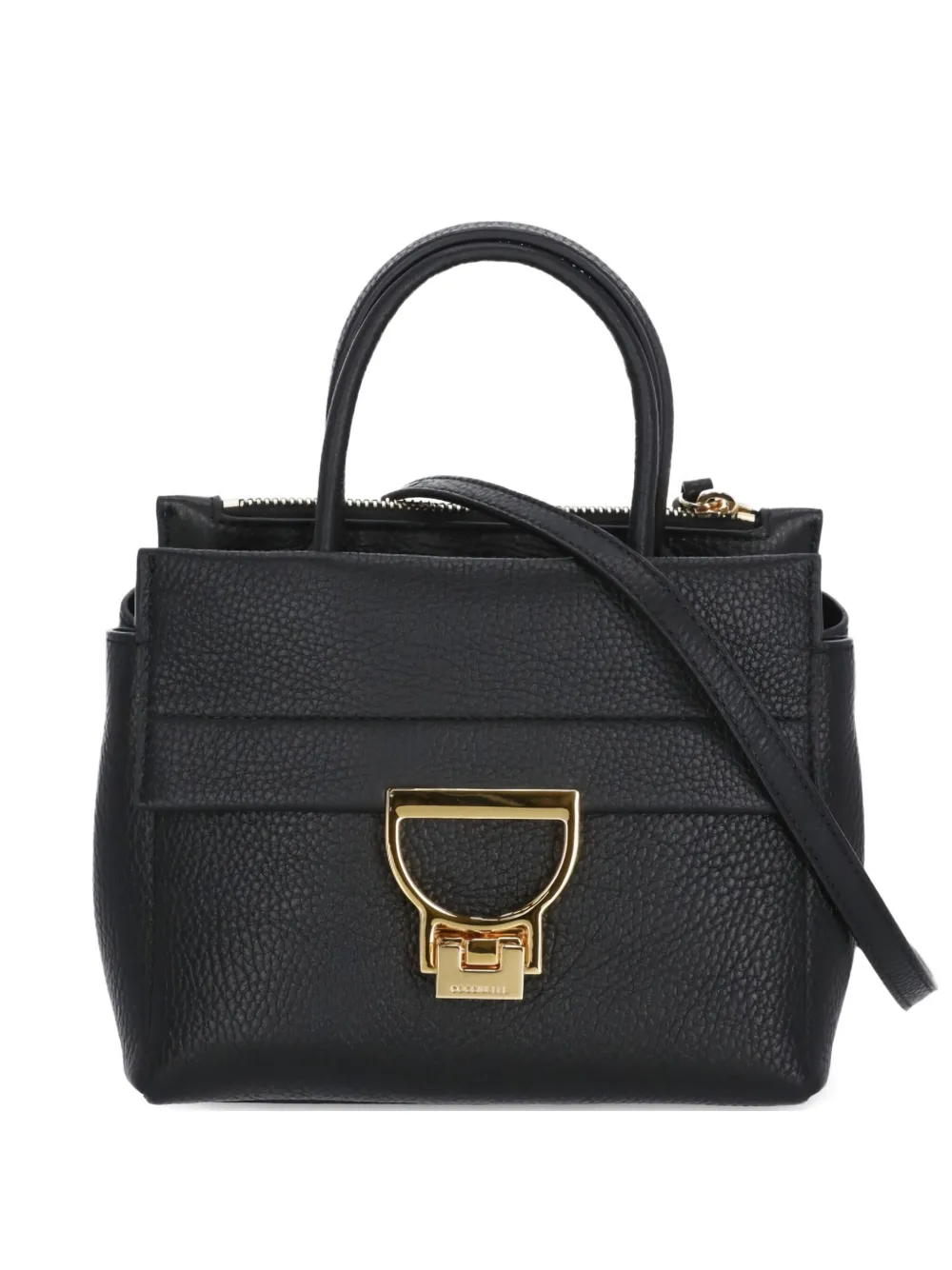 Coccinelle Arlettis pebbled leather clasp tote bag | Black | Image 1