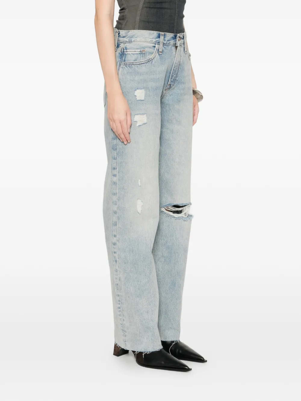 distressed frayed jeans