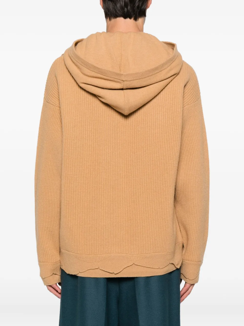 Laneus Geribbelde hoodie Beige
