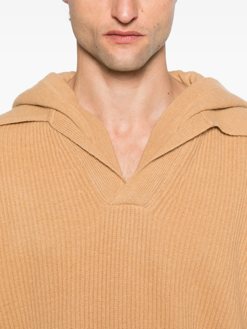 Laneus Geribbelde hoodie Beige