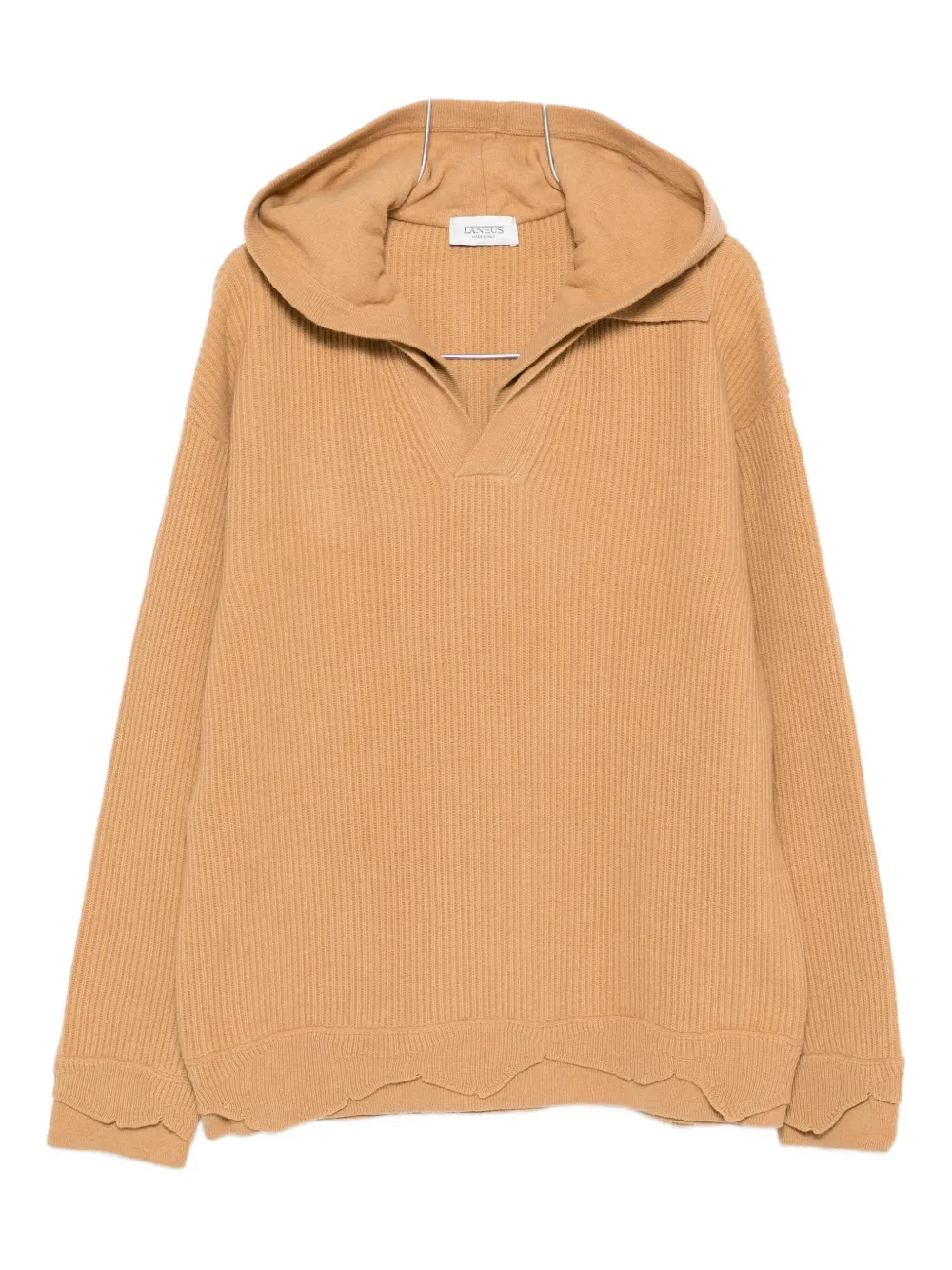 Laneus Ribbed Hoodie In Neutral
