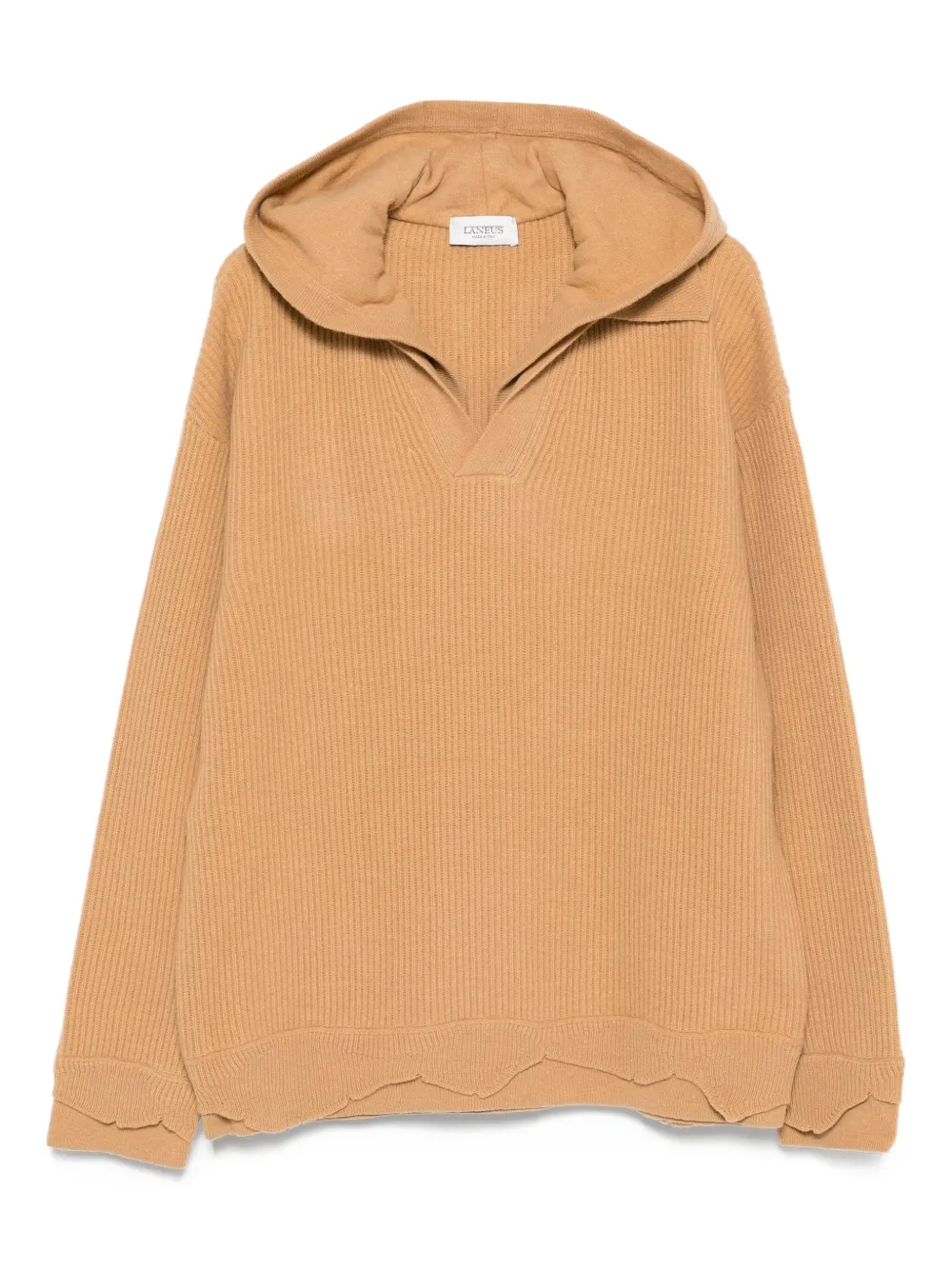 Laneus Geribbelde hoodie Beige