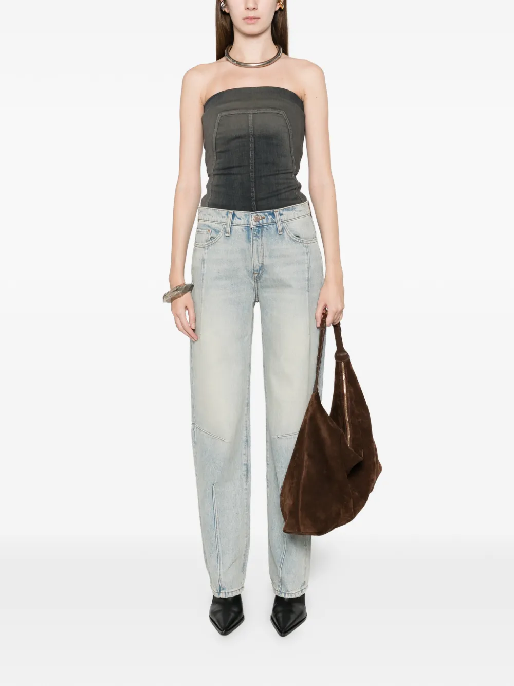 Triarchy Panelled Slit Jeans In Blue
