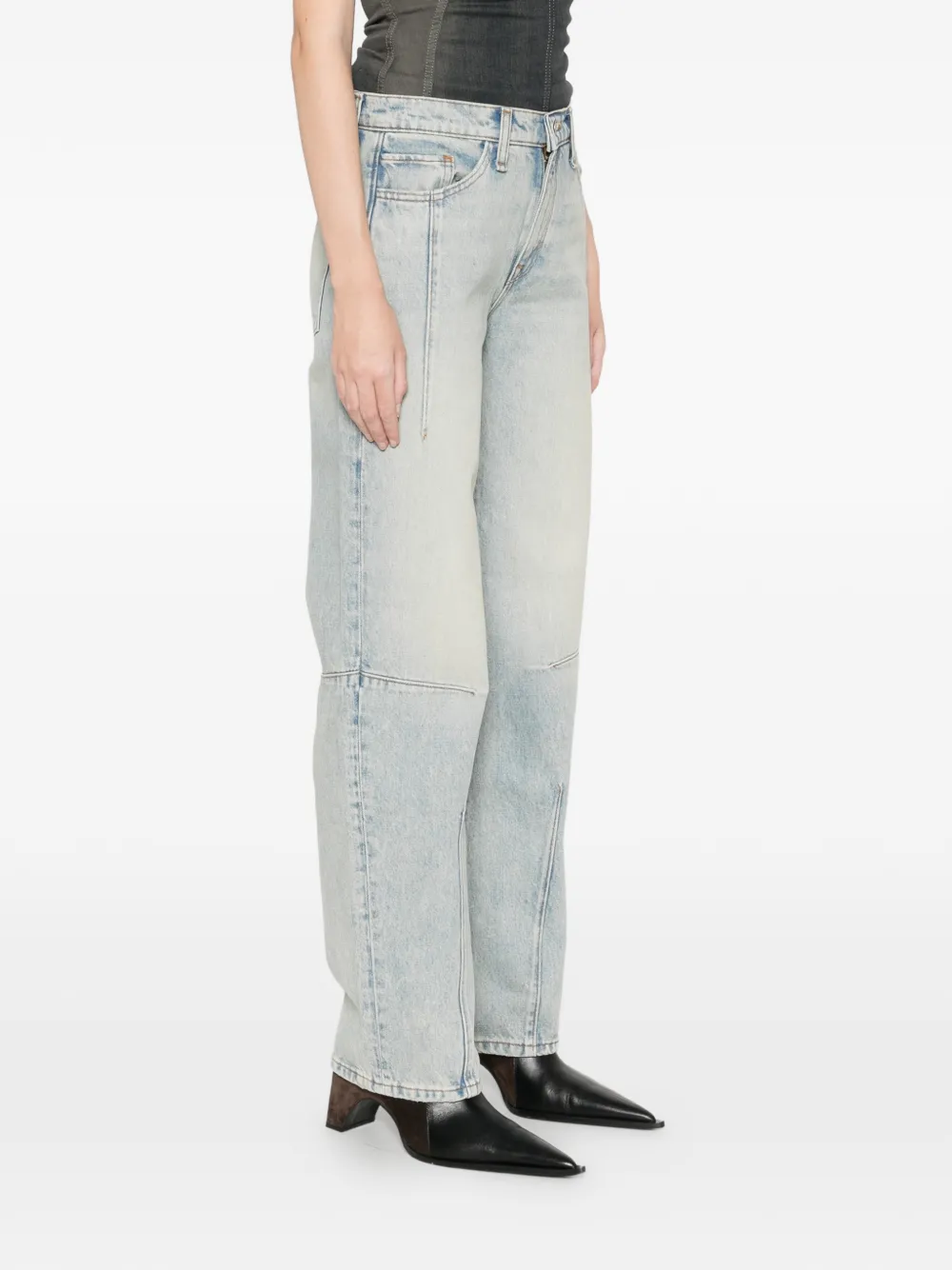 Triarchy Panelled Slit Jeans In Blue