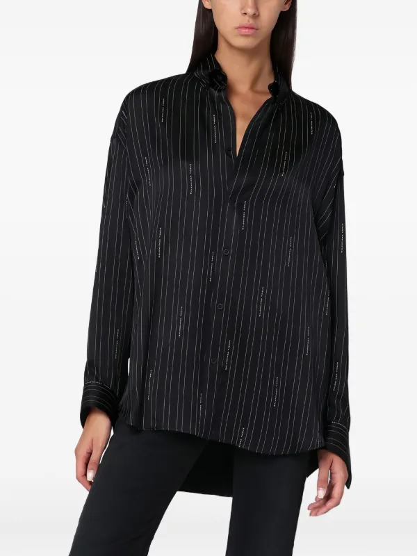 Balenciaga Pinstripe Logo Shirt | Black | FARFETCH CH