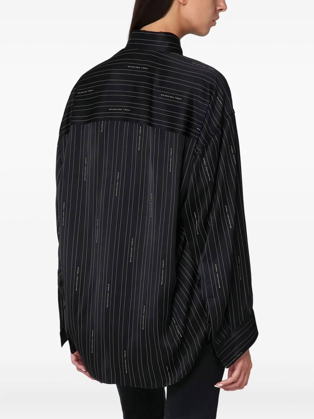 Balenciaga Blouse met krijtstreep en logo Zwart