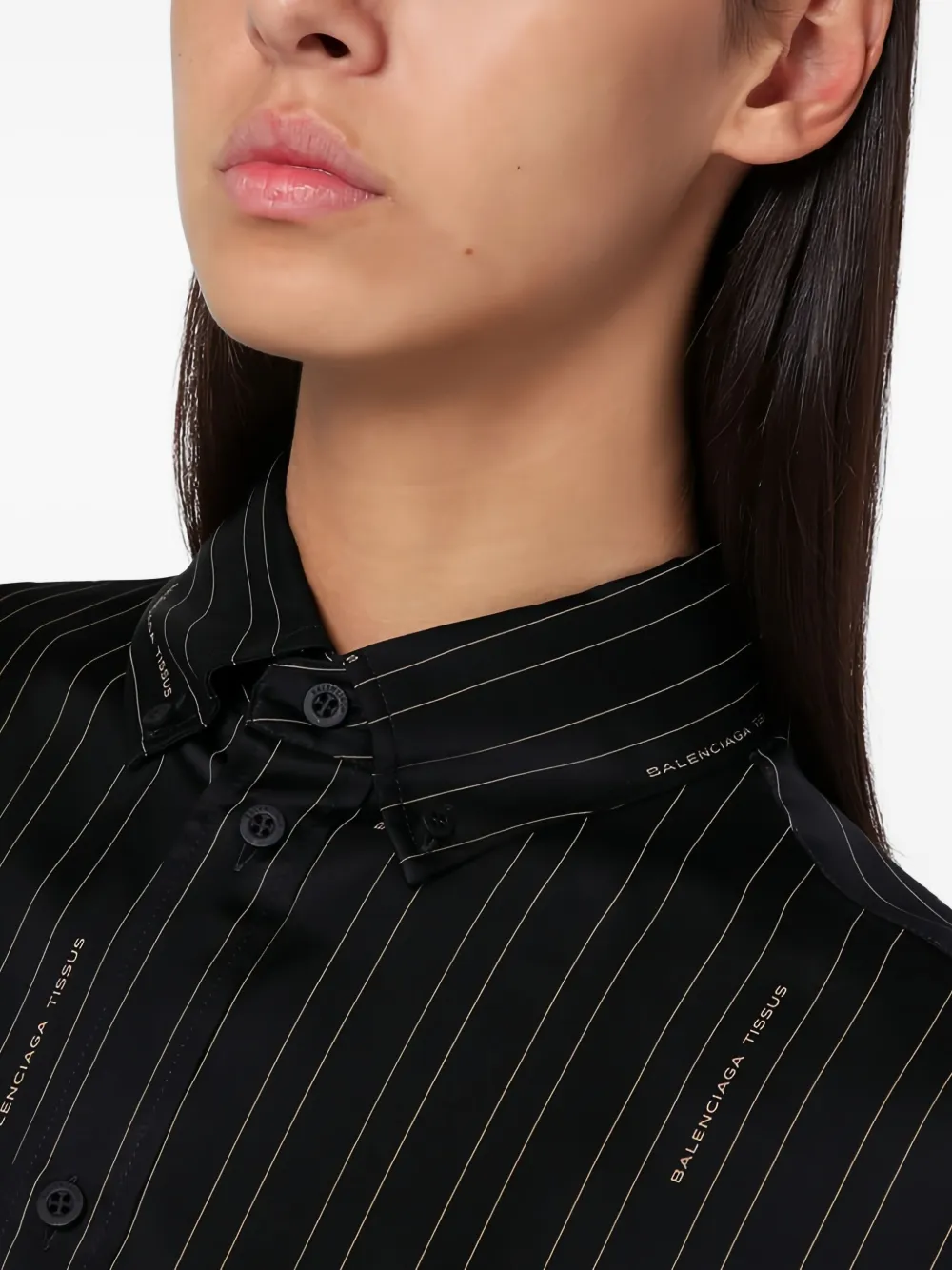 Balenciaga Blouse met krijtstreep en logo Zwart