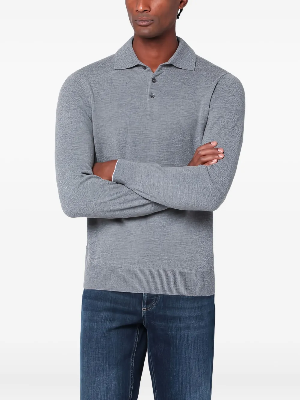 Brunello Cucinelli Poloshirt met lange mouwen Grijs