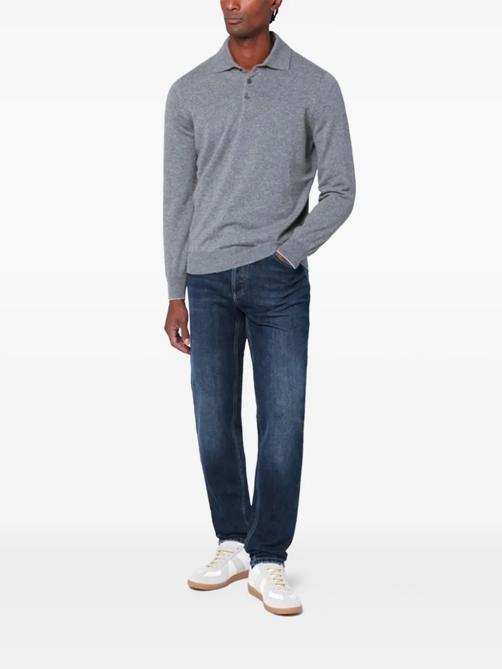Brunello Cucinelli Poloshirt met lange mouwen Grijs
