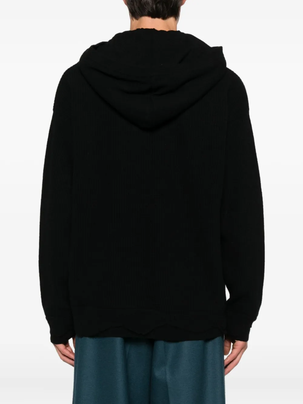 Laneus Geribbelde hoodie Zwart