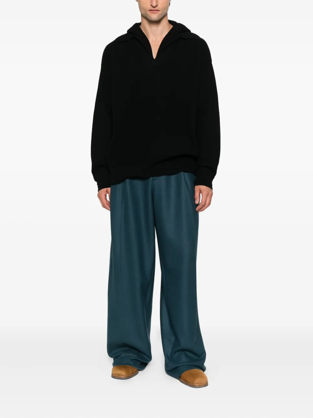 Laneus Geribbelde hoodie Zwart