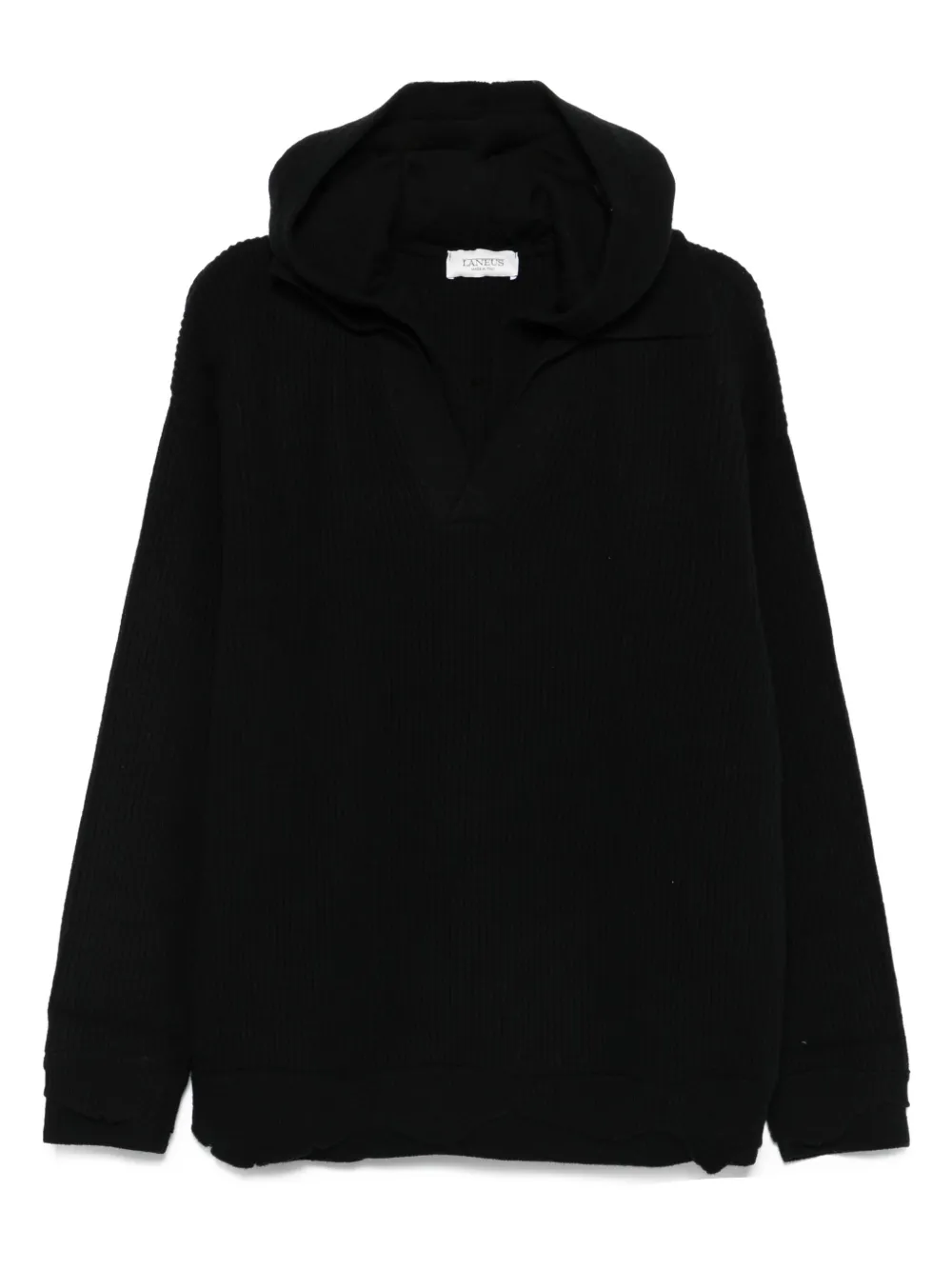 Laneus Geribbelde hoodie Zwart