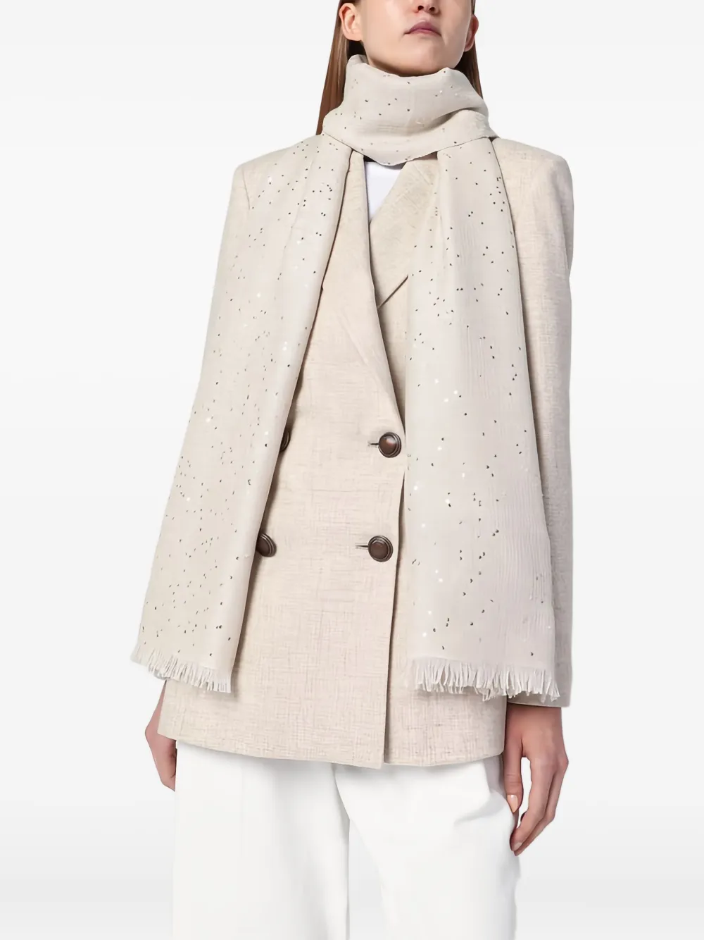 Brunello Cucinelli Sjaal met pailletten C9731 BEIGE