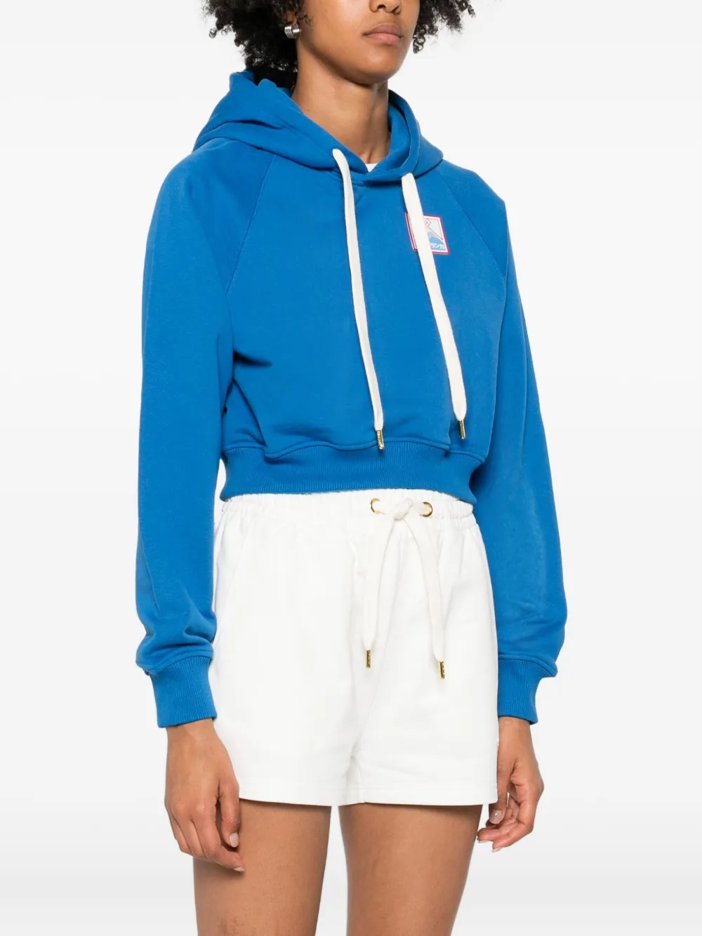 Casablanca Cropped katoenen hoodie Blauw