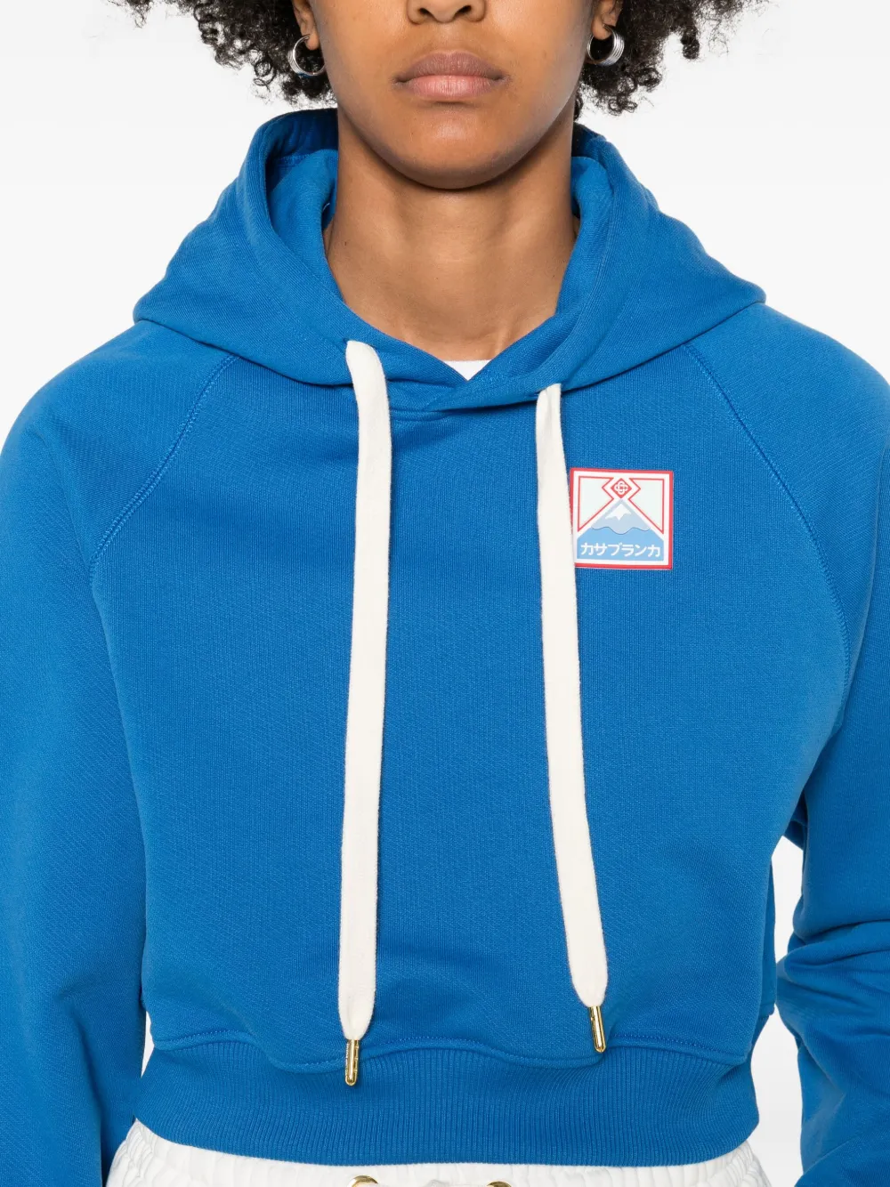 Casablanca Cropped katoenen hoodie Blauw