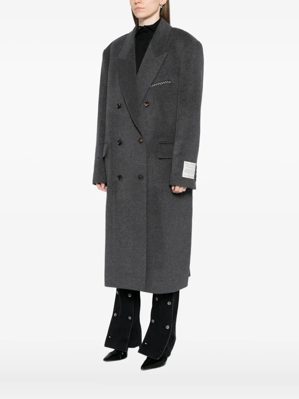Kimhēkim Double-breasted Wool-blend Coat In Black