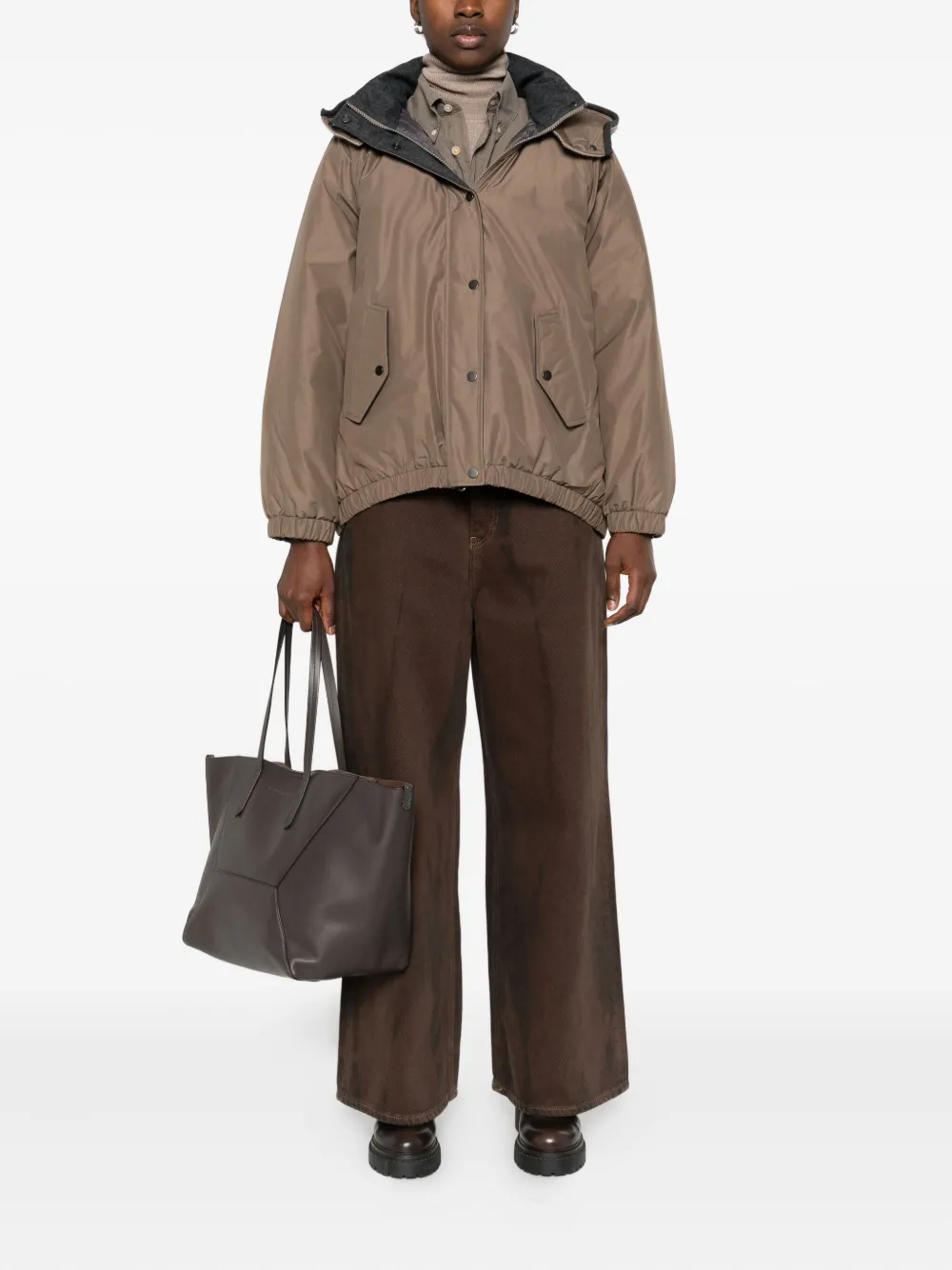 Brunello Cucinelli Hooded Jacket In Brown