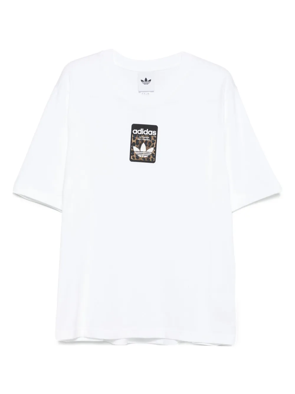 adidas T-shirt con stampa leopardo e logo - Bianco