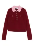 Self-Portrait contrast-collar polo top - Red