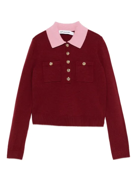 Self-Portrait contrast-collar polo top