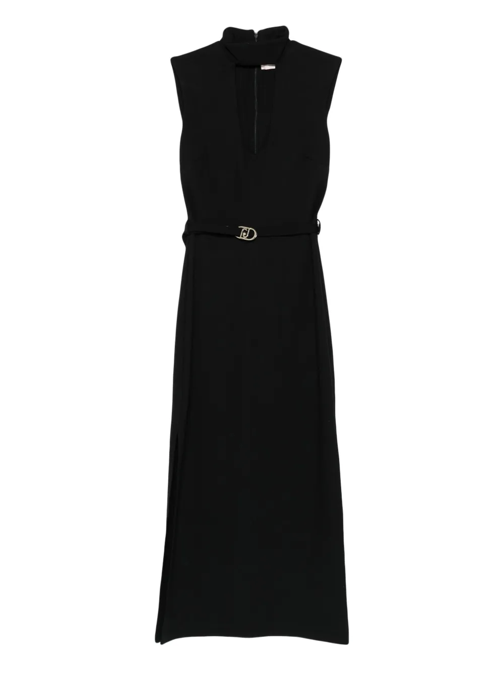 key-hole belted midi dress