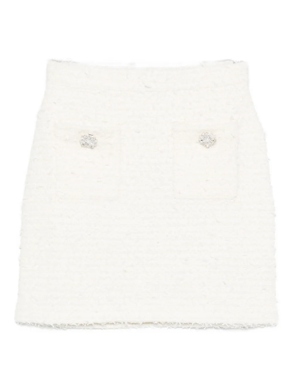 Self-Portrait embellished tweed skirt Beige