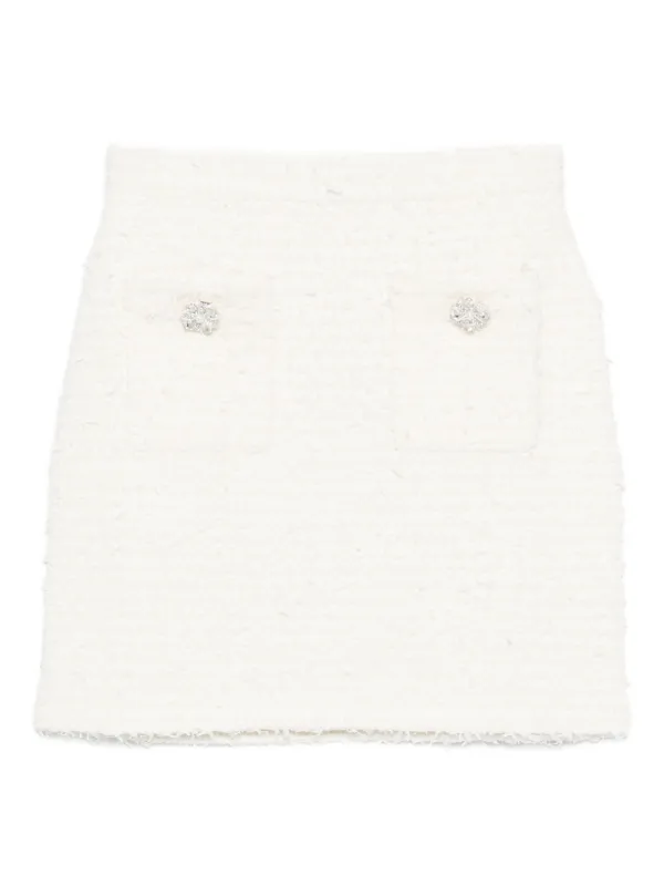 Self-Portrait Embellished Tweed Skirt in Neutrals