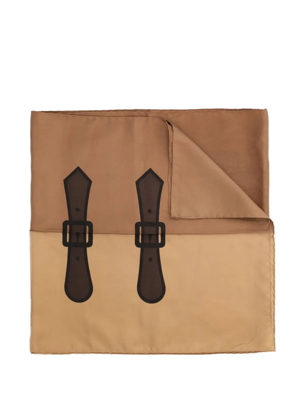Pre-owned Roberta Di Camerino  Buckle Print Silk Scarf In Brown