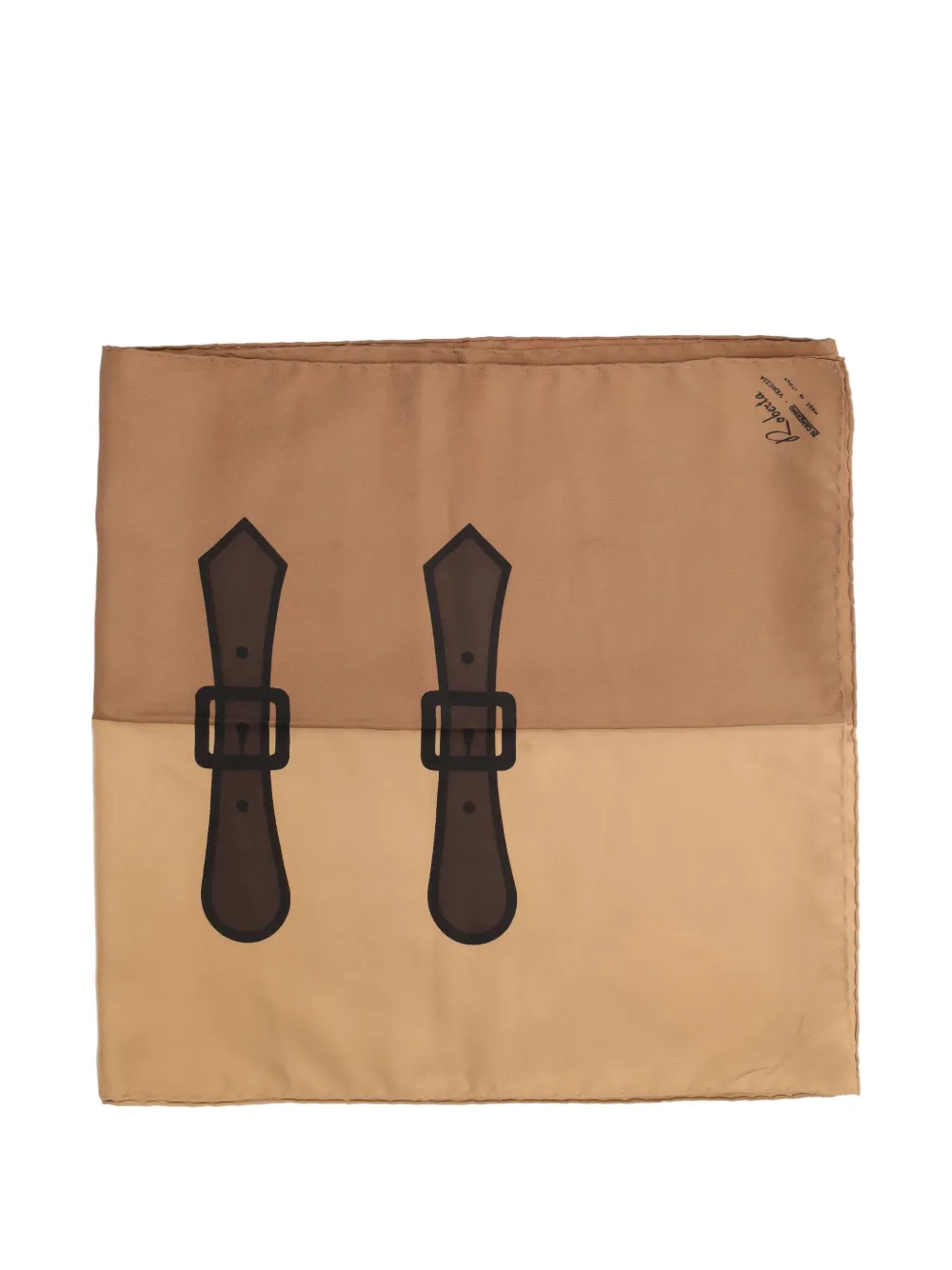 Pre-owned Roberta Di Camerino  Buckle Print Silk Scarf In Brown