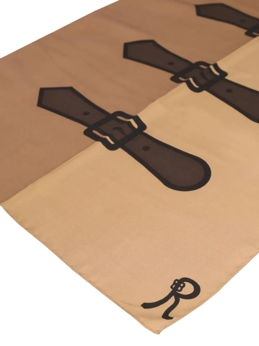 Pre-owned Roberta Di Camerino  Buckle Print Silk Scarf In Brown