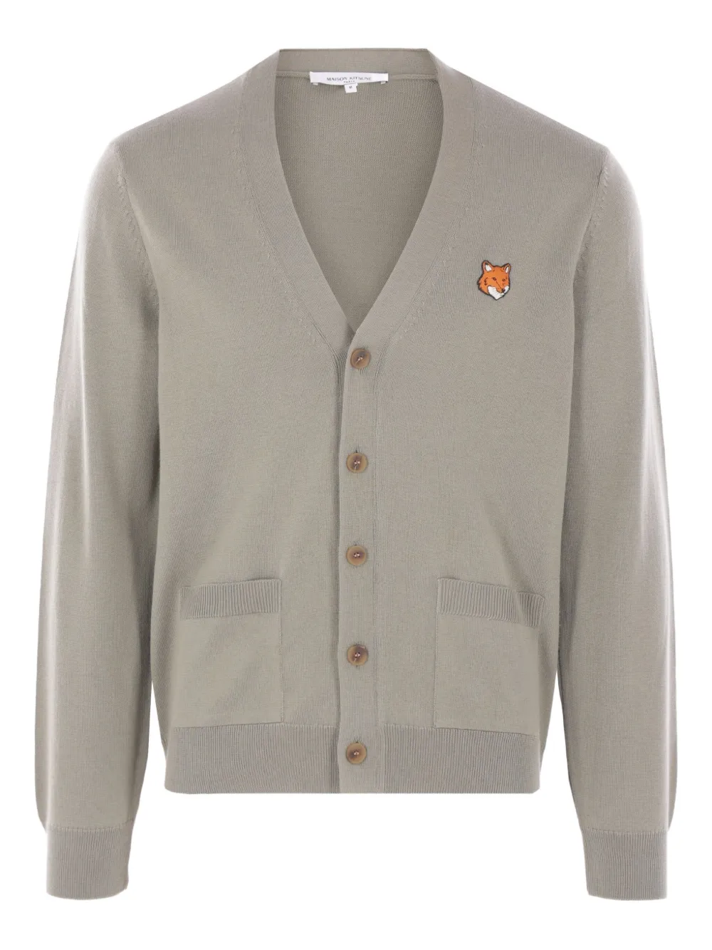 Maison Kitsuné fox-head patch pocket cardigan Groen