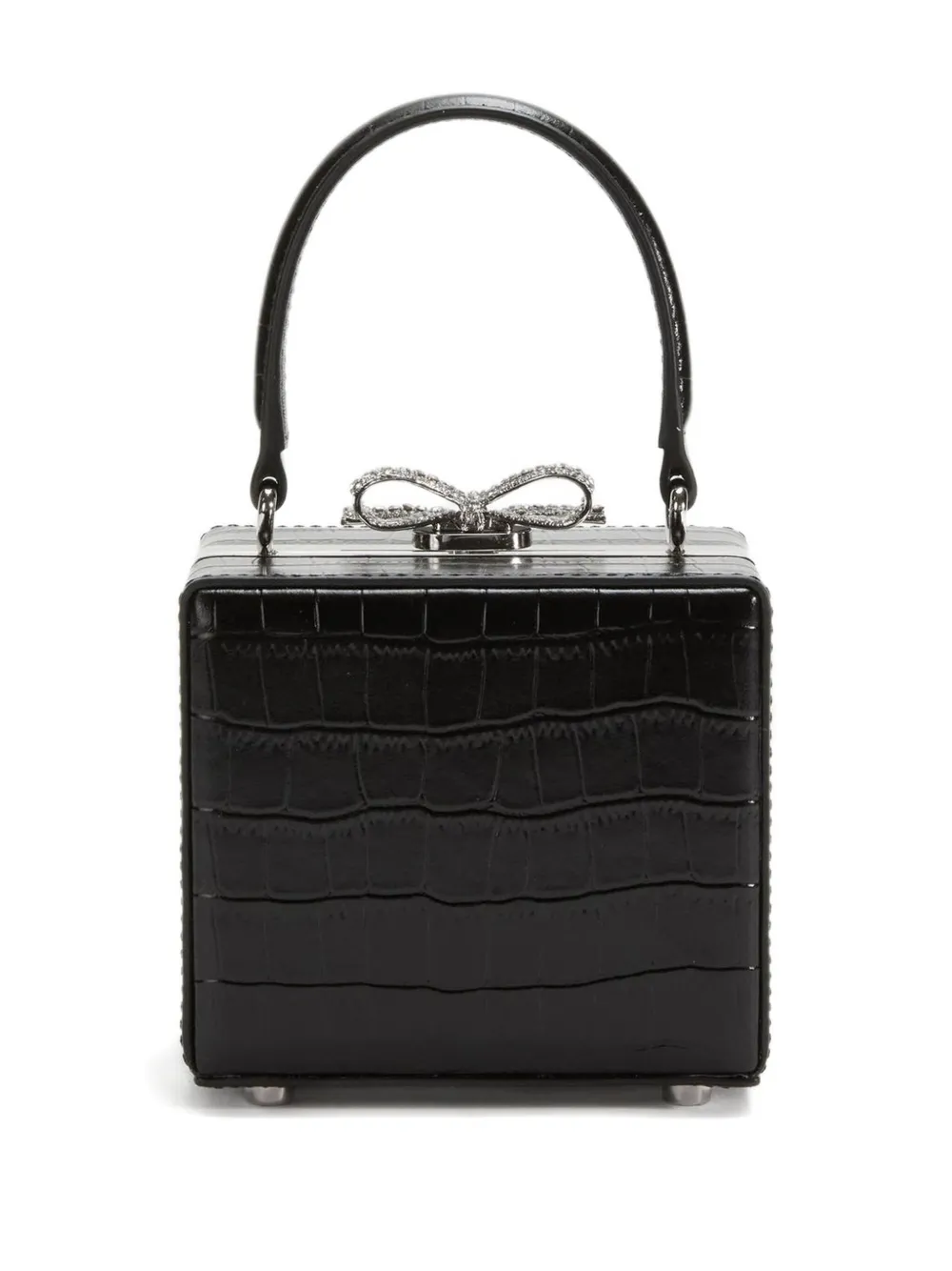 Self-Portrait crystal-bow box handbag - Zwart