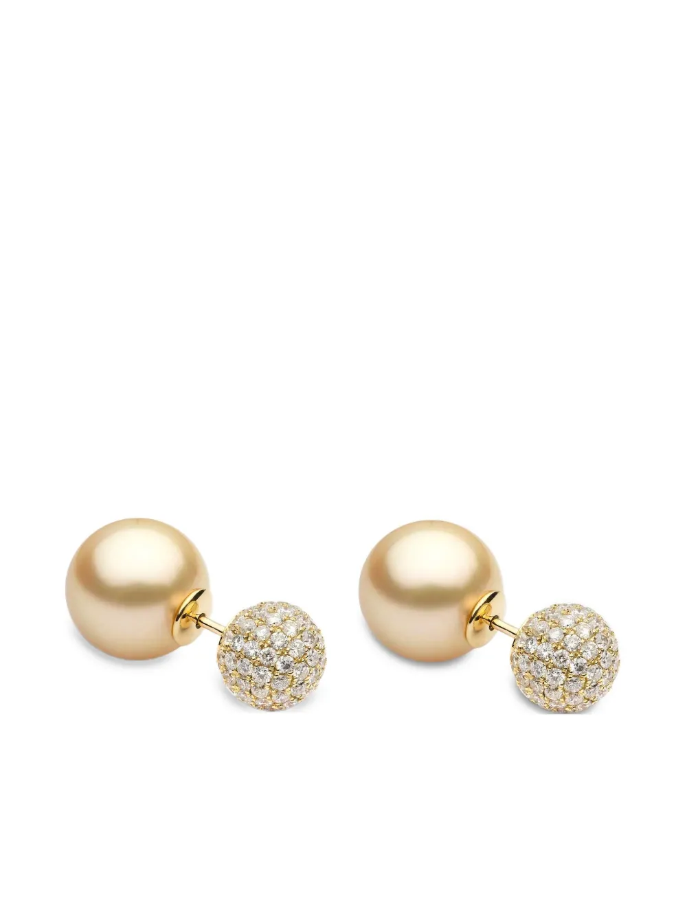 18K yellow gold south sea pearl and diamond earrings