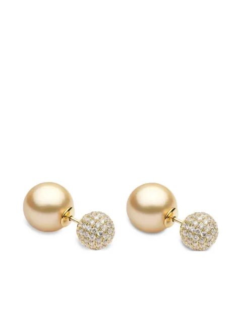 Yoko London 18K yellow gold south sea pearl and diamond earrings