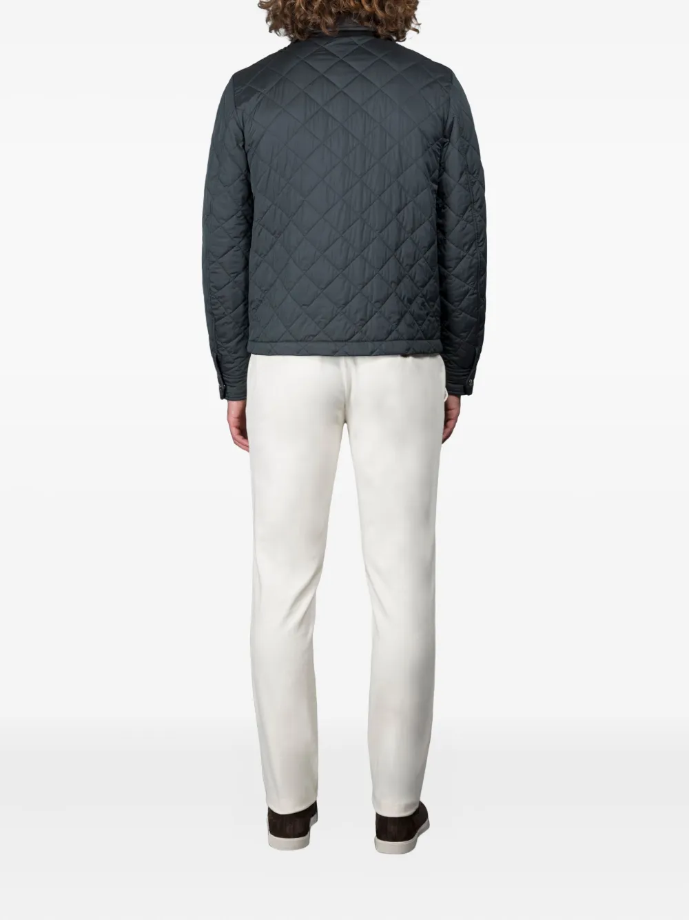 Moorer Donsjack met diamantvormige voering Blauw