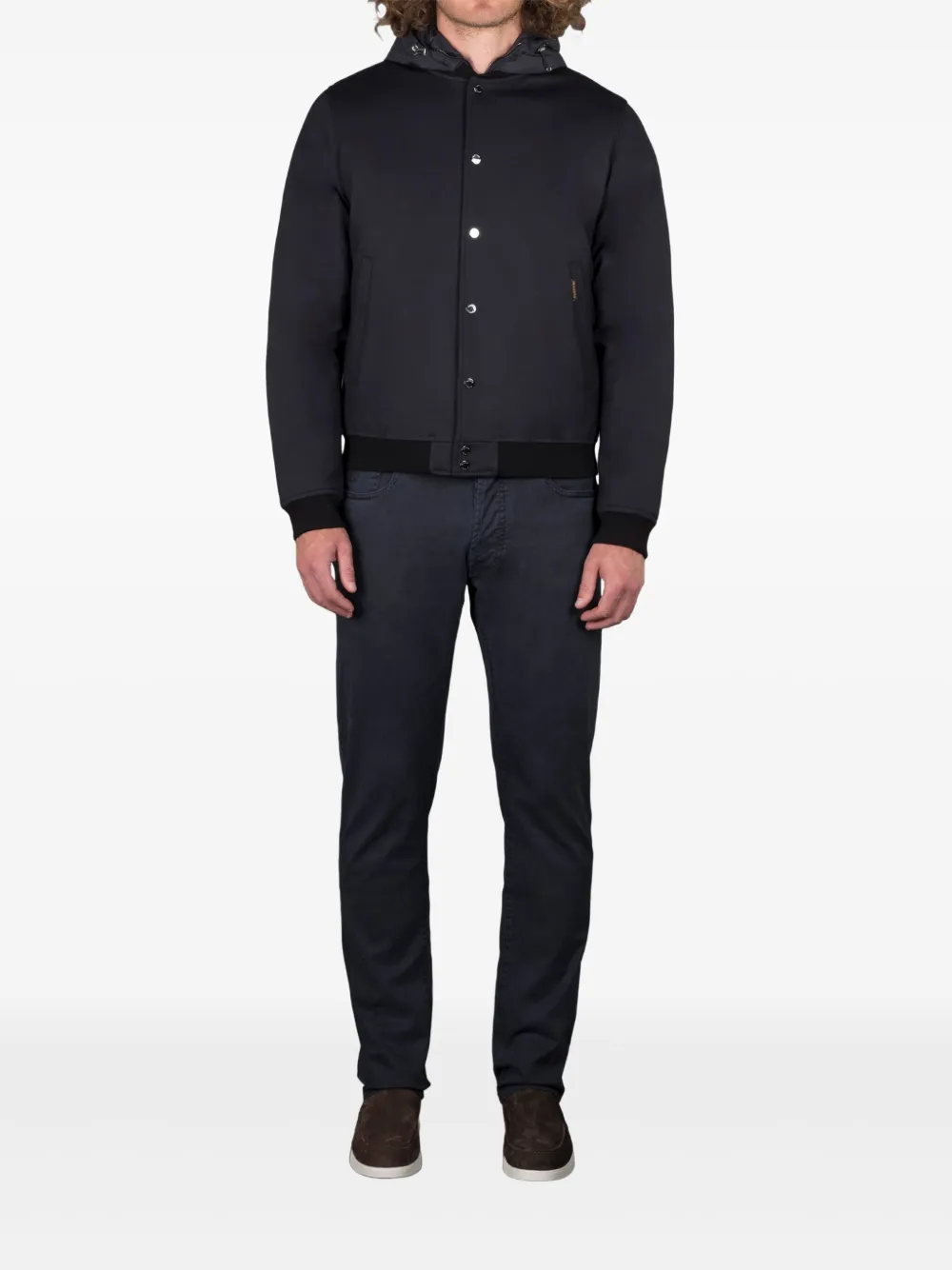 Moorer Bomberjack met capuchon Blauw