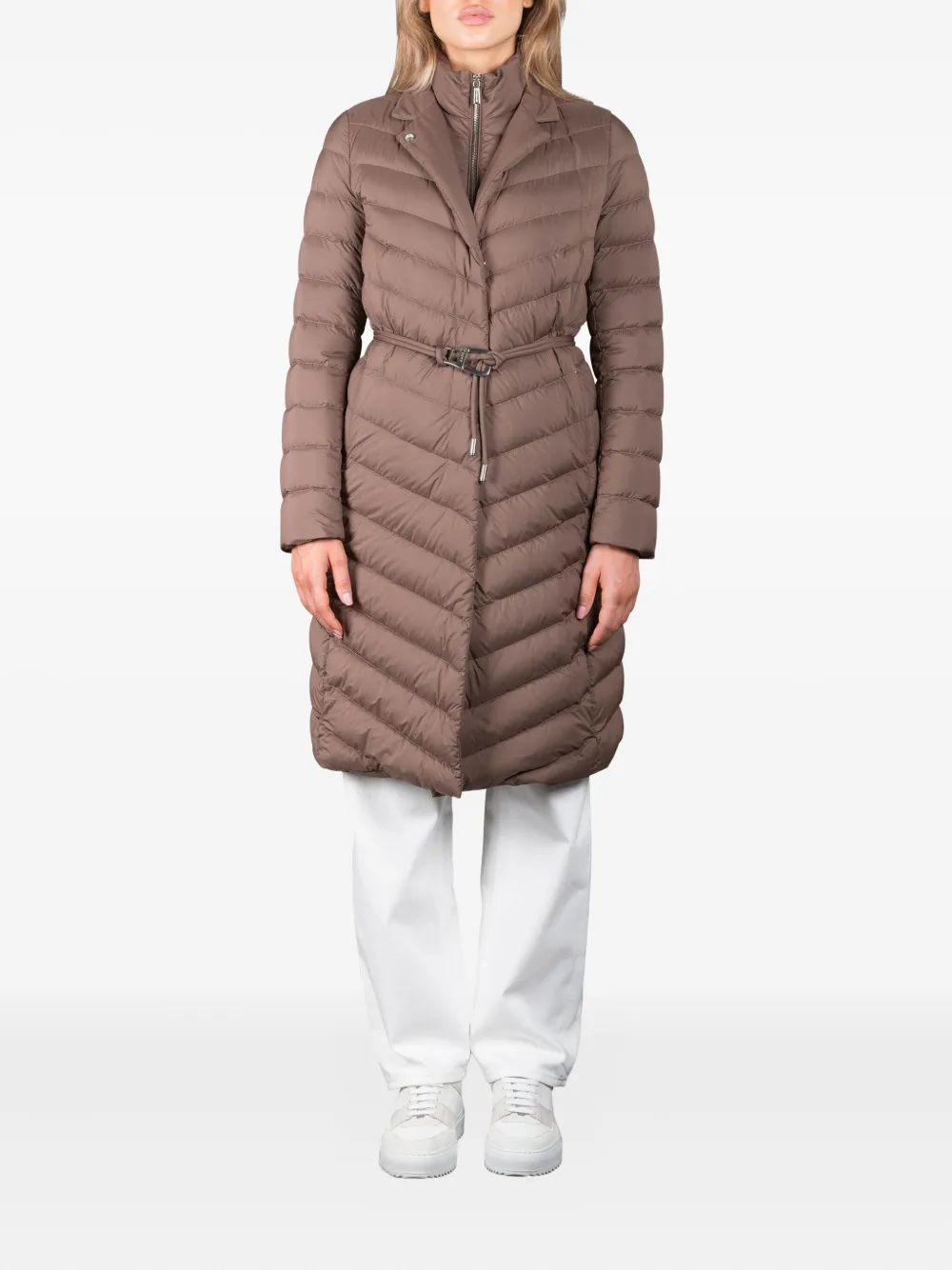 Moorer Odette gewatteerd jack met ceintuur Beige