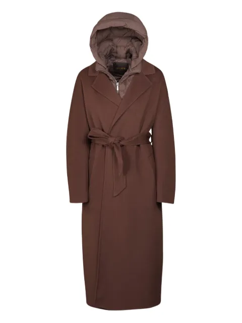 Moorer belted hooded coat