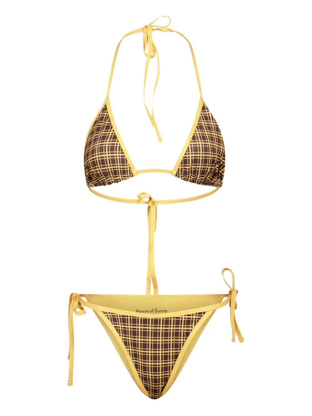 House of Sunny check triangle swimsuit - イエロー House of Sunny check triangle swimsuit - イエロー