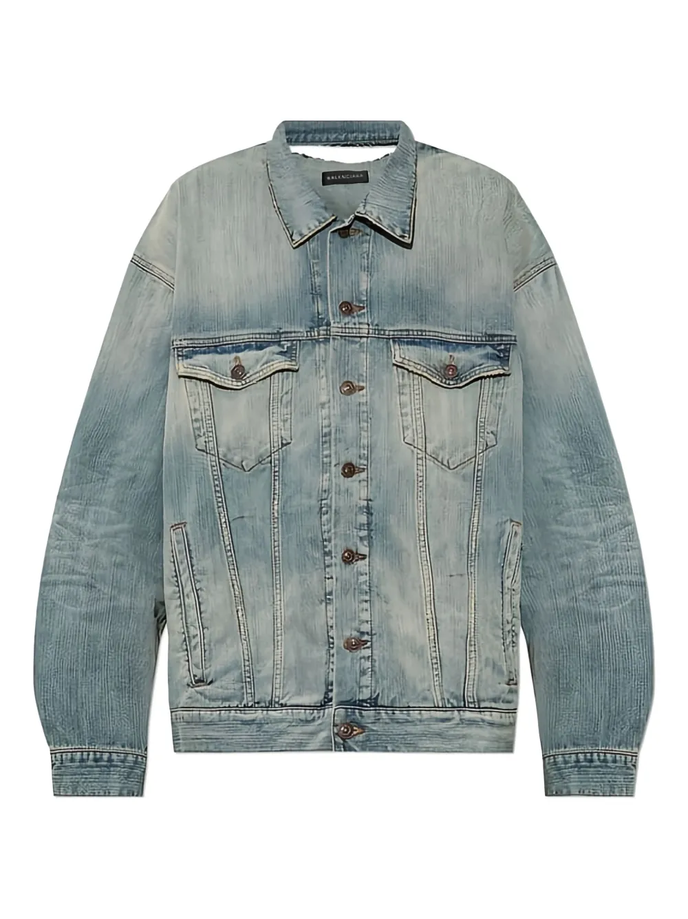 Balenciaga distressed detail denim jacket | Blue | Image 1