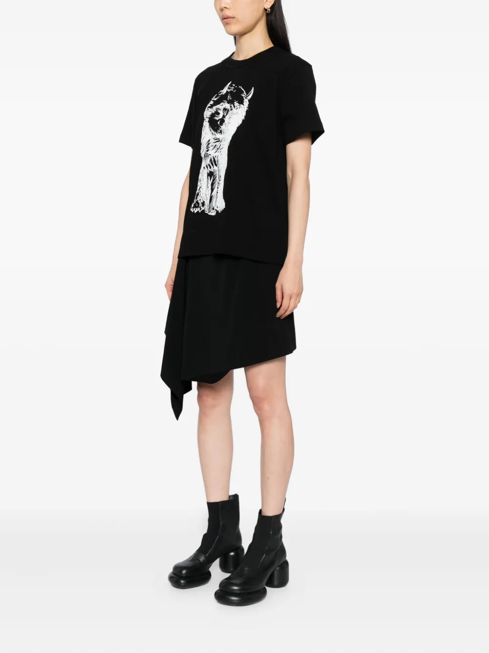 sacai T-shirt met print Zwart