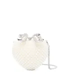 Self-Portrait Pearl Heart clutch - Neutrals